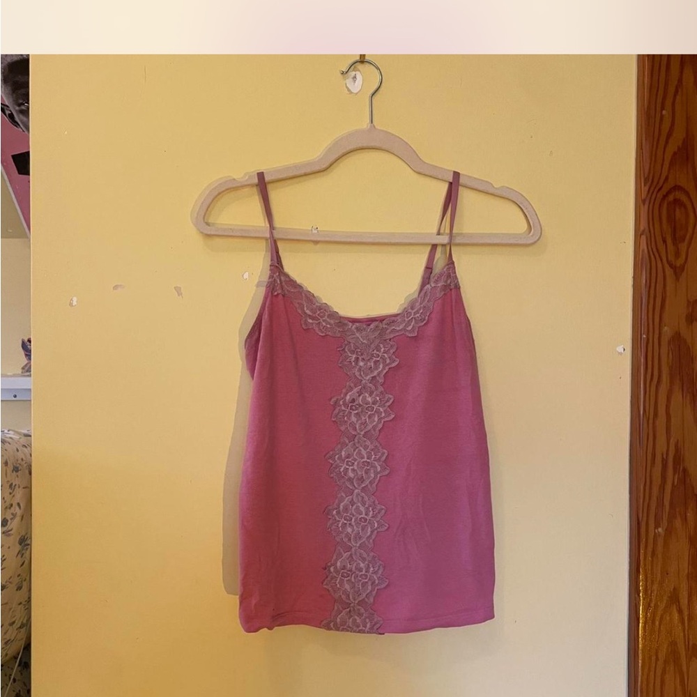 Elegant Pink Lace Trim Women's Top